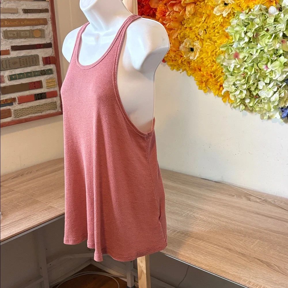 Free People Long Beach Ribbed Rose Pink Racerback Tank Top